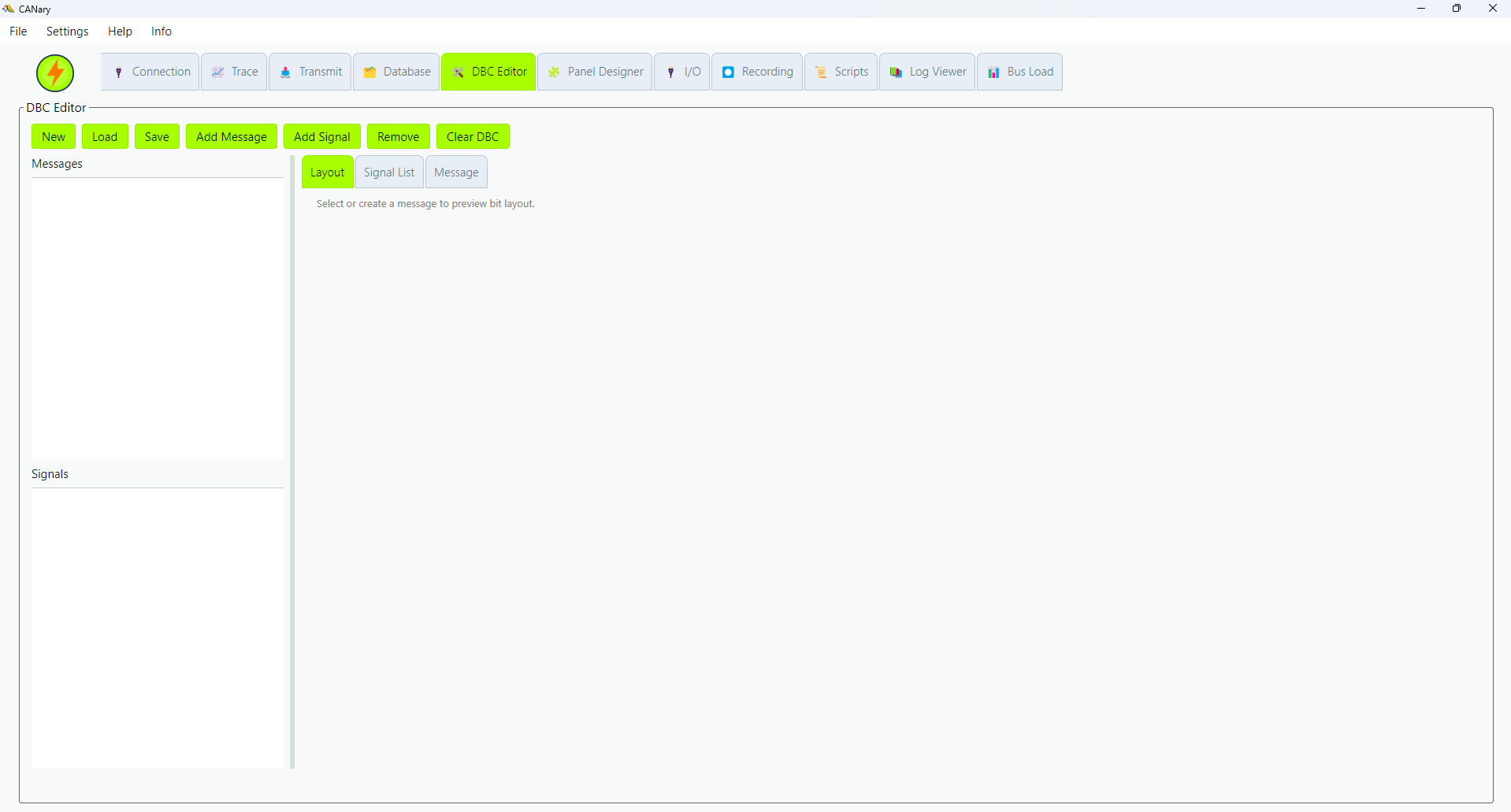 CANary DBC editor