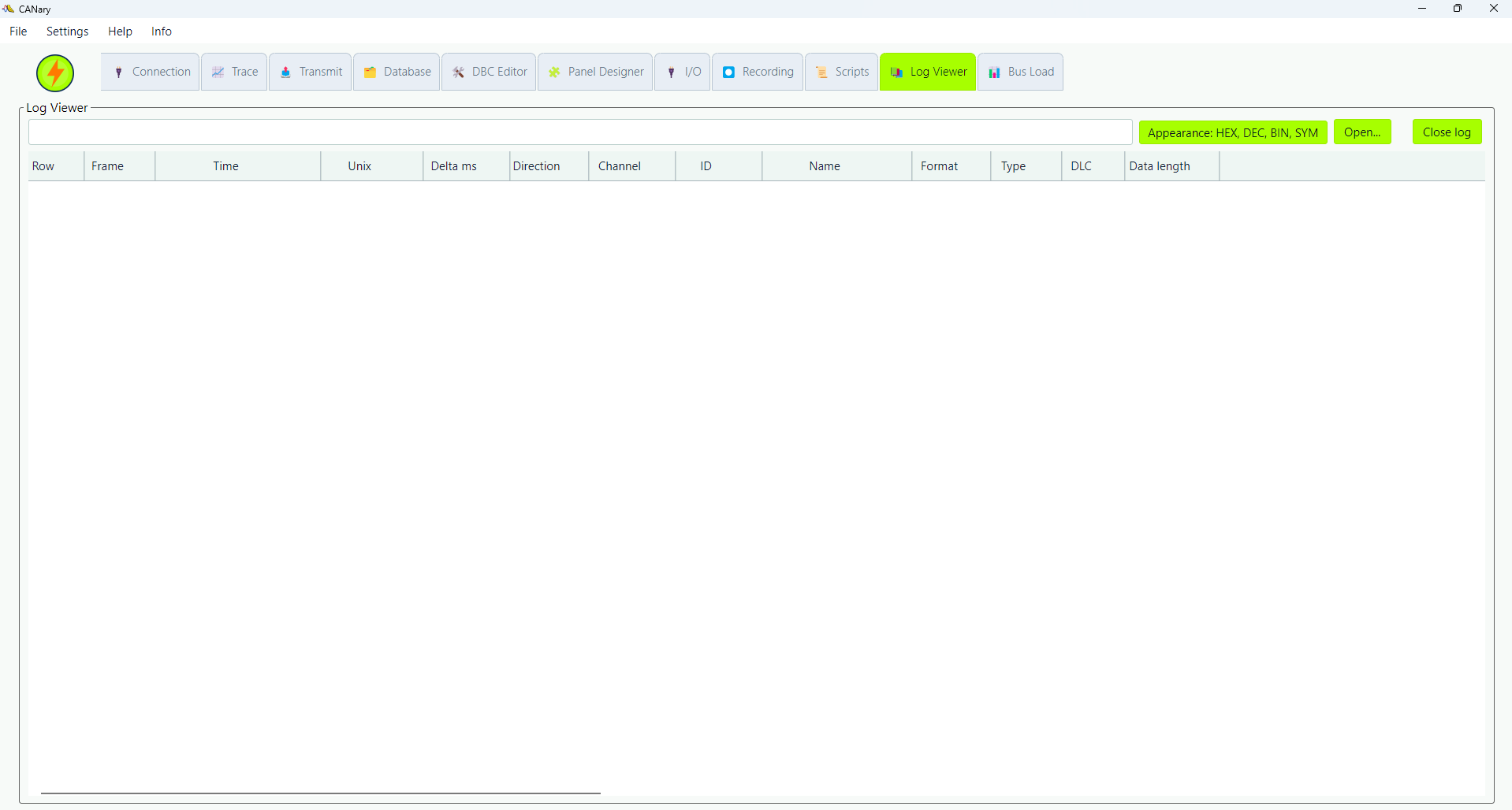 CANary log viewer